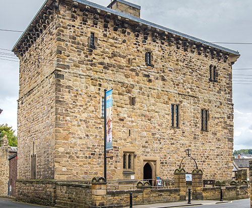 The Hexham Old Gaol building. It is castle-like, perhaps medieval